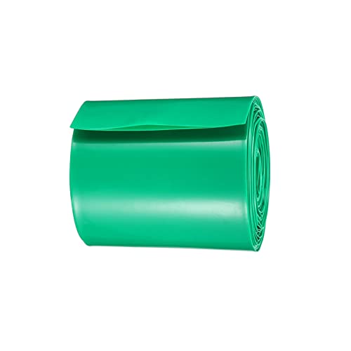 Rebower Hő zsugorcső Vékony PVC Akkumulátor, Csomagolás, [Elektromos AA, DIY Akkumulátor] - 65mm Lapos 5 M Hosszú/Zöld / 1 Db