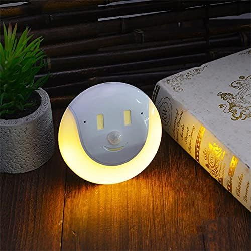Mozgásérzékelő Éjszakai Fény Újratölthető, Mini Smiley LED Éjjeli Automatikus Éjszakai Fények Alkalmas Hálószoba, Fürdőszoba,
