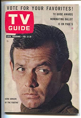 A TV Guide 2/22/1964-A Szökevény-David Janssen borító-Illinois-Nincs címke-újságos copy-VF-