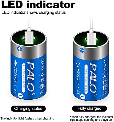 Tenberly USB D-Méretű Lítium Akkumulátor 10000mAh Nagy Kapacitású 6 Csomag 1200 Ciklusok Állandó Kimeneti 1,5 V-os Li-ion a Töltő Kábel,