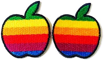 TH Készlet 2 Kicsi. Mini Rainbow Apple Aranyos Rajzfilm Logó Foltokat Varrni Vas a Hímzett Applied Jelvény Jel Javítás Ruha Jelmez