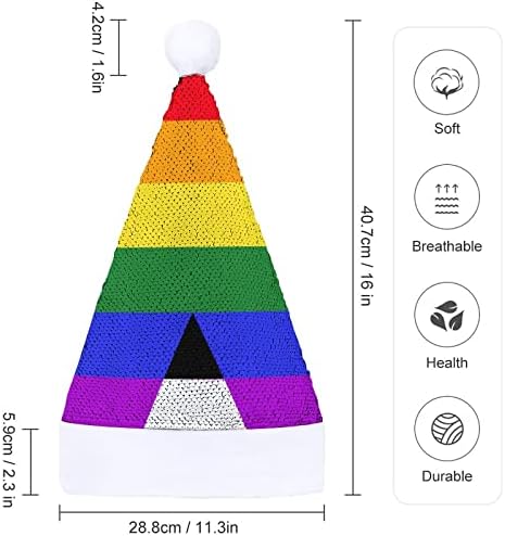 Egyenesen Ally Pride Flag Vicces Karácsonyi Kalap Sequin Mikulás Kalapok a Férfiak a Nők Karácsonyi Ünnepi Parti Dekoráció