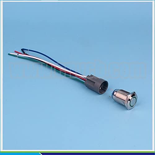 ÁLLÍTSA 16 mm-es LED-es világító gyűrű IP67 ON-OFF reteszelés fém nyomógomb kapcsoló kábelköteg 150mm drót - (Szín: 12V OranLED, Feszültség: