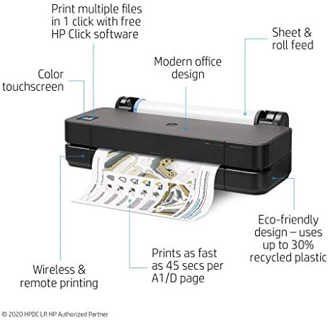 HP DesignJet T210 Nagy Formátumú Kompakt Vezeték nélküli Plotter Nyomtató - 24 (8AG32A), Standard Eredeti Tintapatron (4 Festékek) - a