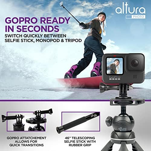 Altura Telefon Állvány 55 - Működik, mint a GoPro Állvány, GoPro Önarckép Bottal, Kamera Egylábú - mobiltelefon háromlábú Állvány
