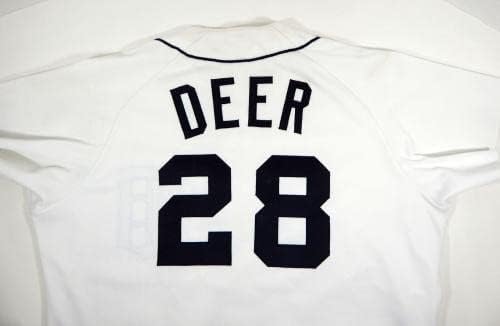 1991-ben a Detroiti Tigrisek Rob Szarvas 28 Játékban Használt Fehér Jersey DP07088 - Játék Használt MLB Mezek