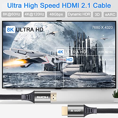 AAXY 8K HDMI 2.1 Kábel 1FT, 48Gbps Ultra High Speed Fonott HDMI Kábel Támogatja a 8K@60Hz 4K@120Hz, Dinamikus HDR, Dolby