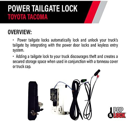 Pop & Lock PL8550 Fekete Hatalom Csomagtérajtó Zár Toyota Tacoma (Smart Lock Combo)