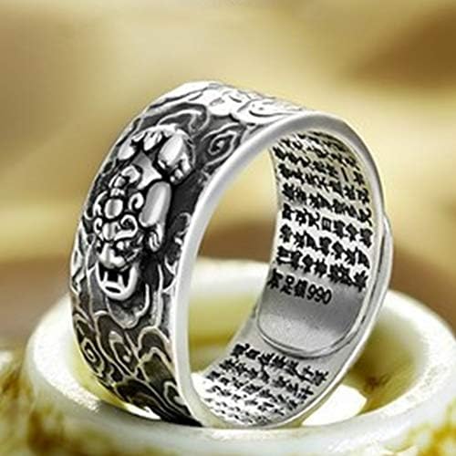 JAJAFOOK 990 Sterling Ezüst FENG Shui PIXIU MANI Amulett, Szerencse, Vagyon Buddhista Ékszer Állítható Gyűrű