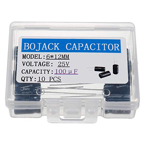 BOJACK 6X12mm 100uF 25V 100MFD 25Voltage ±20% Alumínium Elektrolit Kondenzátor(a Csomag 10 Db)