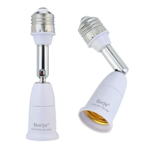 Borju Lámpa Foglalat Extender [2-Pack], 4.5 Inch Lámpa Foglalat Kiterjesztését, 360° - Ban Állítható A Fény Aljzat, Fehér