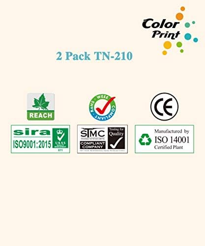 2-Pack ColorPrint Kompatibilis TN210 Tonerkazetta Cseréje a TN-210 TN-210BK TN210BK Munka a HL-3075CW HL-3070CW HL-3040CN