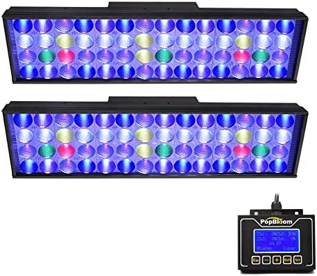 PopBloom 2xT40 Zátony LED Akvárium Fény, Szabályozható Tengeri LED Fény 48inch 120cm 4ft Sós Korall Hal Tartályok (Telepítés: