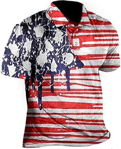 Nyári Mens T-Shirt Férfi Hazafias Teljesítmény Függetlenség Napja Amerikai Zászló Klasszikus Fit Ing Férfi Rövidnadrág