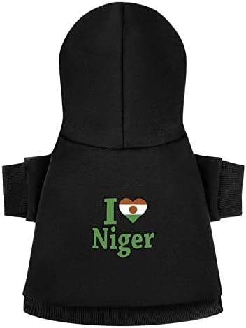 Imádom Niger Zászló Kutya Ruhák Téli Pet kapucnis felső Puha, Meleg Kutya Melegítőfelső Kis -, Közepes testű Kutyáknak