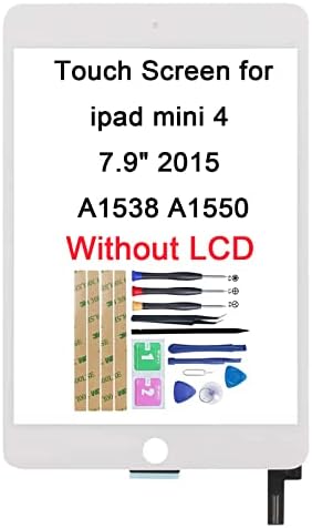 JayTong érintőképernyő Csere, i-pad Mini 4 7.9 2015 A1538 A1550 Digitalizáló érintőképernyő [LCD Nélkül] (Fehér)