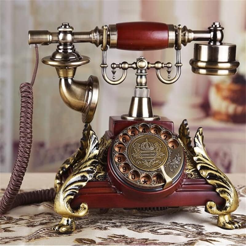 GaYouny Klasszikus, Retro, Vezetékes Telefon Telefon Telefon Vezetékes Fa Telefon Forgó Tárcsa, a Home Hotel Dekoráció (Szín : Piros)