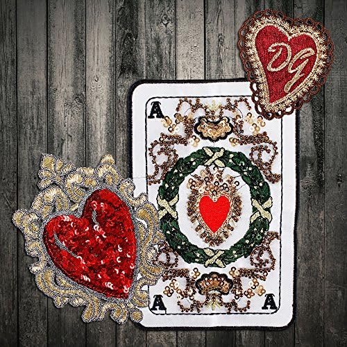 Hímzett Jelvényt a Halál Card Poker Egy Pikk szív Javítás Embroiderd Sequin szív Rátétes Javítás