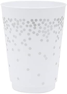 Ezüst Pöttyös Műanyag Fél Csésze Felnőtteknek (16 oz, a 16-os Csomag)