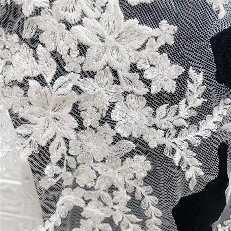 2 Csomag 3D Embroid Csipke Anyag: Fehér Virág Embroid Csipke Rátét, Varrni A Menyasszonyi Strasszos Applied Motívum Javítás