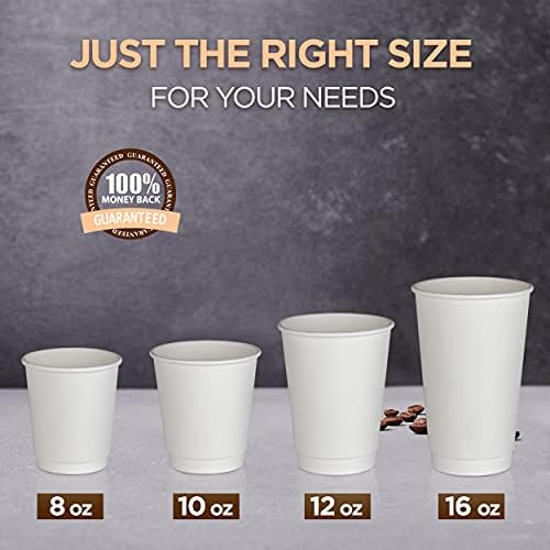 [50 Pack] Eldobható Kávés Csésze - 16 oz Fehér Dupla falú Szigetelt, Hogy Menjen Kávés Csésze - Kraft Papír Csésze Csokoládé,