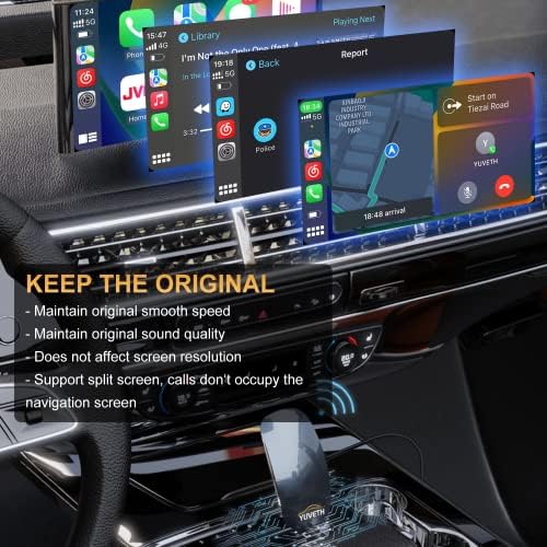 YUVETH 2.0 Vezeték nélküli CarPlay Adapter 2023 Legújabb Verzió Kompatibilis iPhone, Autós Játék Dongle Box Kompatibilis Apple