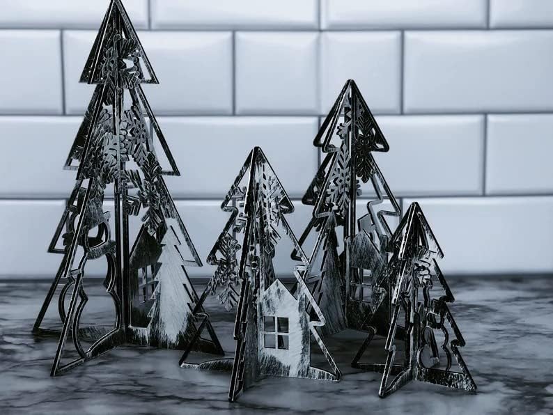 3D Festői karácsonyfa Aranyos, Fából készült Otthoni Dekoráció, Karácsonyi Dekoráció, Ünnepi Dekoráció, Polc a Helyettesítők (Nagy)