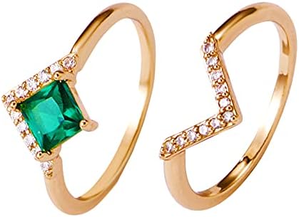 Alangbudu Gyűrű Szerelem Egymásra Geometriai Készlet Kreatív V-Alakú Gyűrű, Szív Gyűrű Igazi Gyűrűk Tini Lányok (Egy, Egy Méret)