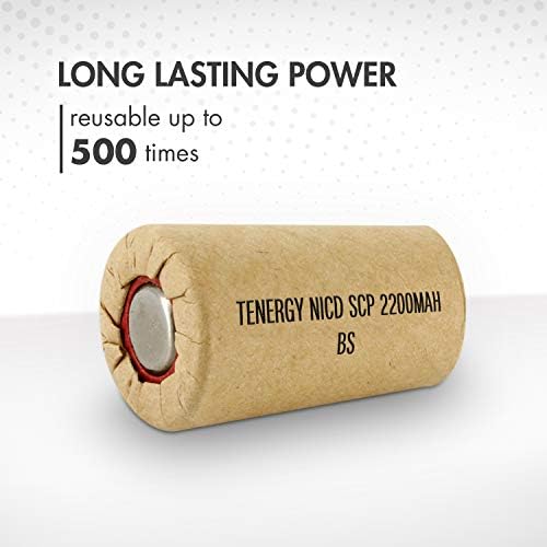 Tenergy NiCd SubC 2200mAh Papír Csomagolva Újratölthető Akkumulátor Lapos Tetején - 15 Csomag