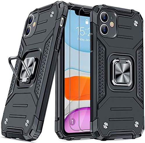JAME Tervezett iPhone 11 Esetben a Screen Protector [2DB], Katonai Csepp Védelem, Védelmi Telefon burkolata, Autós tartó Gyűrű