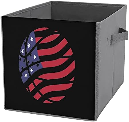 Amerikai Zászló Baseketball Összecsukható Tárolók Kockák Szervező Trendi Anyag Tároló Doboz Lapkák Kocka Fiókok 11 Inch