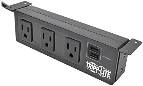 Tripp Lite 3 Outlet túlfeszültségvédő elosztót Konzolok, 10ft Kábel, 2 USB Töltő Port, & $20,000-Biztosítás (TLP310USBS) Fekete