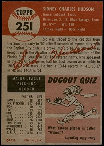 1953 Topps 251 Sid Hudson Boston Red Sox (Baseball Kártya) VG Red Sox