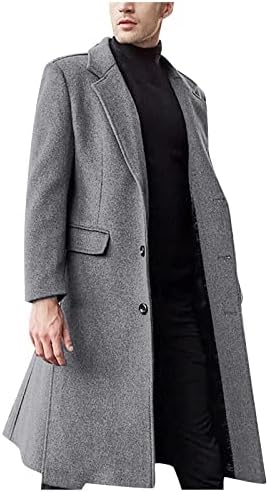 A téli Kabátok Férfi Slim Fit Hosszú egysoros Termikus Gyapjú Kabátot Mens Kabátok, Dzsekik, Elegáns