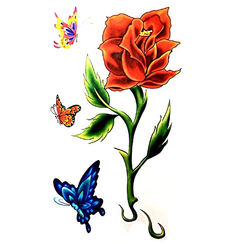 8 lap Szépség Nagy Rózsa Virág Vízálló Ideiglenes Tetoválás Férfi Pillangó Flash Tetoválás Ujja Harajuku Tetoválás Body Art Matrica