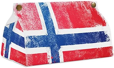 Szomorú Zászló Norvégia Szövet Borító PU Bőr Szövet Doboz Jogosultja Téglalap alakú Arc Szövet Esetben Papír Szervező