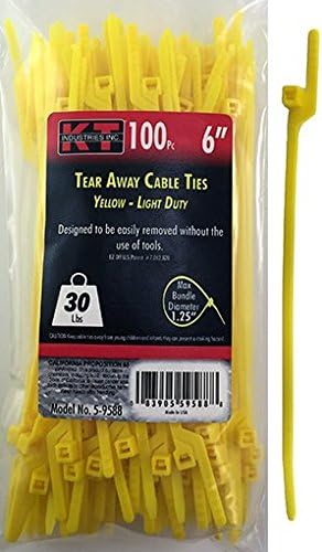 K-T Iparágak 5-9588 6 Centis Szakadás El Kötegelő, A Könnyített, Sárga, 100-Pack