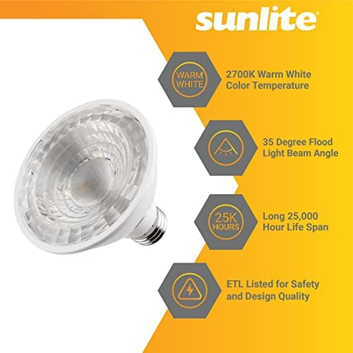 Sunlite 40979-SU PAR30 LED Rövid Nyak Árvíz Villanykörte, 9 Watt, (75W Egyenértékű), 750 Lumen, Közepes Csavart (E26) Bázis, Szabályozható,