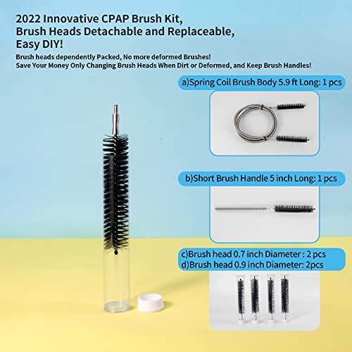JAKIA CPAP Tömlő-Cső Tisztító Kefe Kit_4 Kefe Fej Levehető, valamint Replaceable_ 7 ft Acél Tavaszi Ecset Erős, Rugalmas