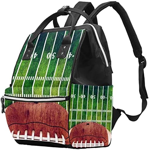 GUEROTKR Utazási Hátizsák, Pelenka táska, Hátizsák Táskában, zöld focipálya amerikai foci minta