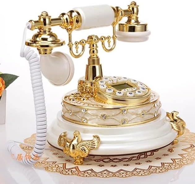 MJWDP Antik Vezetékes Klasszikus Retro Fehér Vintage Rögzített Asztal Telefonon Tett Gyanta Home Office Díszíteni