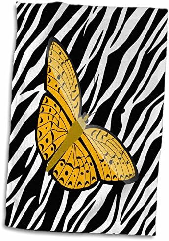 3dRose Florence Dekorációval II - Aranysárga Pillangó Zebra - Törölköző (twl-38932-1)