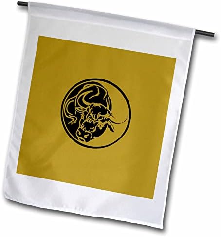 3dRose Fekete Bika Sziluett a Törzsi Tetoválás Stílus - Zászlók (fl_356910_2)