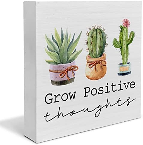 Az Országban Nő A Pozitív Gondolatok Fa Doboz Jel Dekor Asztal Alá Növény Szerelmeseinek Kaktusz Fából Készült Doboz, Blokk