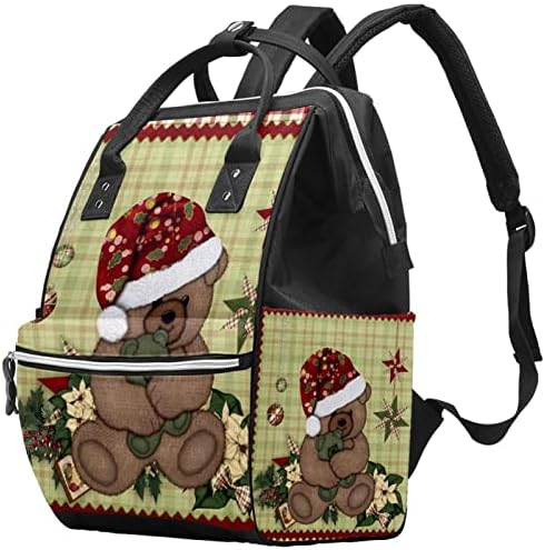 GUEROTKR Utazási Hátizsák, Pelenka táska, Hátizsák Táskában, Piros Kockás Medve Állat Régi Karácsony