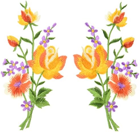 Narancs rózsa pár virágot virágcsokor bohém hímzett appliqués vas-ons foltok új