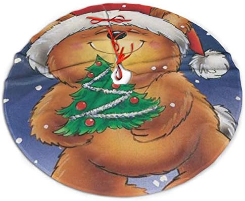 LVeShop Boldog Karácsonyt Kedves Medve Karácsonyfa Szoknya Luxus Kerek Beltéri Kültéri Lábtörlő Rusztikus Karácsonyfa Ünnepi Dekoráció（30/36/48