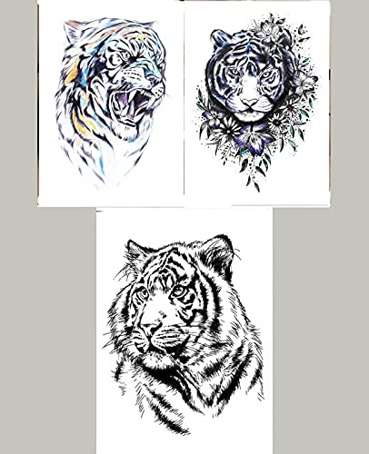 Törzsi Minták Leopárd Tigris Király Állatok Hamis Tetoválás 3 Lap Vízálló - Ideiglenes Tetoválás Matrica Test Kezét, Karját, Lábát,