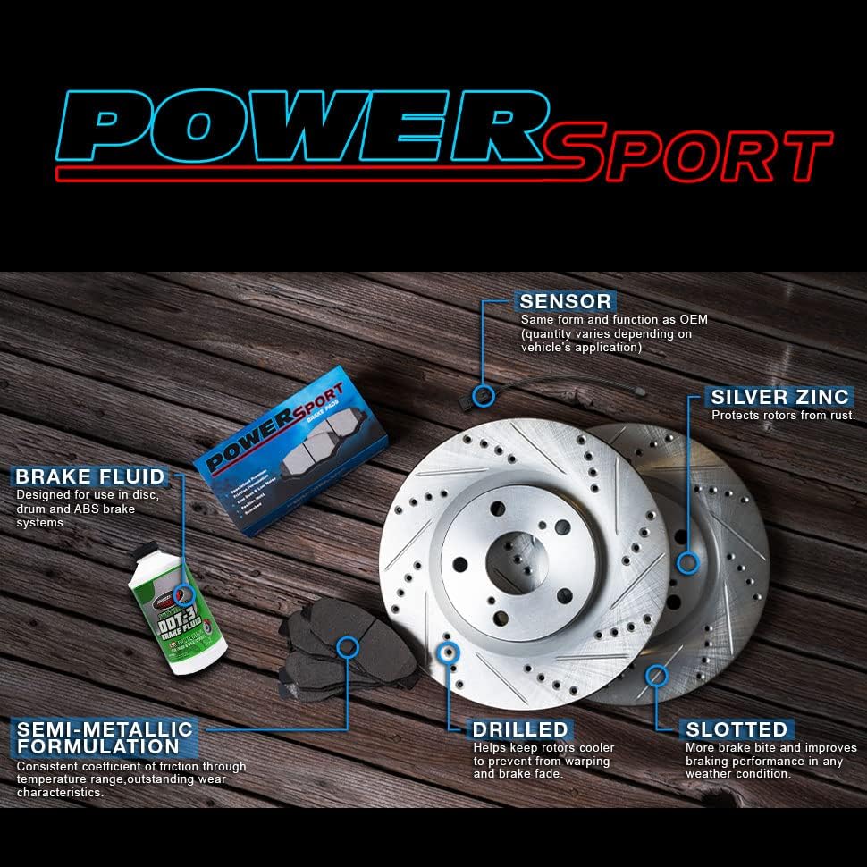 Power Sport Első Fékek pedig Rotorok Készlet |Első fékbetétek| Fék Mellett pedig Párna| Félig Fémes fékbetétek, valamint Rotorok|