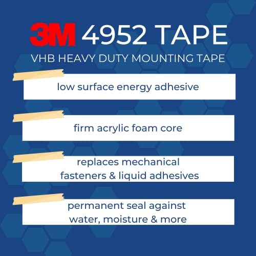3M VHB Heavy Duty Szerelés Szalag 4952, 5 széles x 5yd hossza (1 Tekercs)
